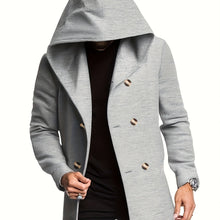 Load image into Gallery viewer, Men's Slim-Fit Mid-Length Windbreaker Coat with Hood - Heavy-Duty Shell, Full-Zip Closure & Button-Front Closure.