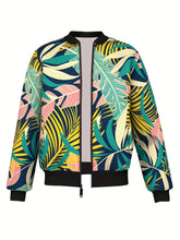 Load image into Gallery viewer, Men's Lightweight Tropical Leaf Print Bomber Jacket - Machine Washable