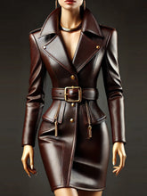 Load image into Gallery viewer, Women's Lapel Collar Belted Mini Dress