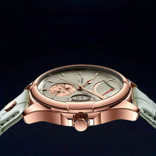 Load image into Gallery viewer, Men's Luminous Watch with Calendar Display - Mechanical Movement, Rose Golden Case & Green Dial, Faux Leather Strap - Elegant Formal & Everyday Watch for Business, Gifts (Birthday, Christmas, Back to School) - Ideal for Profe