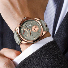 Load image into Gallery viewer, Men's Luminous Watch with Calendar Display - Mechanical Movement, Rose Golden Case & Green Dial, Faux Leather Strap - Elegant Formal & Everyday Watch for Business, Gifts (Birthday, Christmas, Back to School) - Ideal for Profe