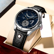 Load image into Gallery viewer, Men's Luminous Watch with Calendar Display - Mechanical Movement, Rose Golden Case & Green Dial, Faux Leather Strap - Elegant Formal & Everyday Watch for Business, Gifts (Birthday, Christmas, Back to School) - Ideal for Profe