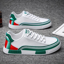 Load image into Gallery viewer, Men's Shoes - Breathable Sneakers with Non-Slip Rubber Sole, Lace-Up Closure - White/Green/Red Color Block design , Streetwear, Gym, Campus - All-Season Lightweight Shoes for Men, Outdoor Walking.