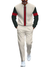 Load image into Gallery viewer, European and American Men's long-sleeved trousers sports suit | 3D printed pattern | Half-open collar top | High-quality polyester fabric, wrinkle-resistant and easy to care for | Suitable for fitness and outdoor casual styl
