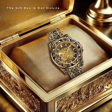 Load image into Gallery viewer, Men's Yellow Steel Band Vintage Bar Scale Tourbillon Fully Automatic Hollow Mechanical Watch, Without Battery.