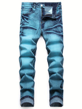 Load image into Gallery viewer, Men's Regular Fit Mid-Waist Slim Leg Stretch Denim Jeans - Soft, Comfortable, - Machine Washable and Easy Care