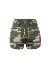 Load image into Gallery viewer, Women's Sexy Tight Shorts - Stretchy Camo Denim-like Shorts, Non-See-Through Fabric