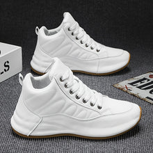 Load image into Gallery viewer, Men's All-Season High-Top Sneakers with Fleece Lining - White & Golden-Tone Accent Sport & Casual Shoes, Low-Top Design, Synthetic Upper, Cushioned PVC Sole & Breathable Fabric Lining for Gym, Casual Attire, Semi-Formal Event