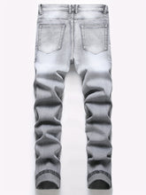 Load image into Gallery viewer, Men's Regular Fit Mid-Waist Slim Leg Stretch Denim Jeans - Soft, Comfortable, - Machine Washable and Easy Care