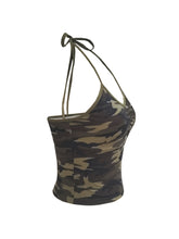 Load image into Gallery viewer, Camouflage Print Pleated Neck Top