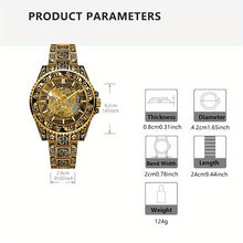 Load image into Gallery viewer, Men's Yellow Steel Band Vintage Bar Scale Tourbillon Fully Automatic Hollow Mechanical Watch, Without Battery.