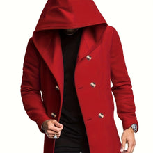 Load image into Gallery viewer, Men's Slim-Fit Mid-Length Windbreaker Coat with Hood - Heavy-Duty Shell, Full-Zip Closure & Button-Front Closure.