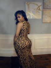 Load image into Gallery viewer, Leopard Print High Split Dress, Sexy Slant Zip Sleeveless Tank Dress, Women's Clothing
