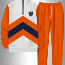 Load image into Gallery viewer, 2pcs Set Men's Sportswear Set Contrast Stitching Design - Stand-up Collar Half-zipper Sports Top & Drawstring Sweatpants, Loose Fit, Fleece Fabric Suitable For Autumn And Winter Fashion And Warm Men's Holiday Gifts