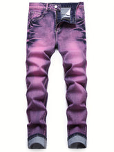 Load image into Gallery viewer, Men's Regular Fit Mid-Waist Slim Leg Stretch Denim Jeans - Soft, Comfortable, - Machine Washable and Easy Care