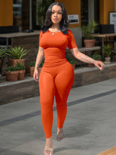 Load image into Gallery viewer, Women's Ribbed Short Sleeve 2 Piece Outfit