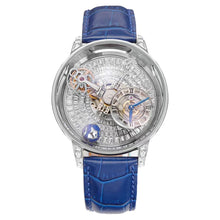 Load image into Gallery viewer, J CO Style Men's Luxury Astronomical Skeleton Sports Business Watch Diamond Accents Vintage 20mm Leather Rubber Strap Pointer Dial Display Charm