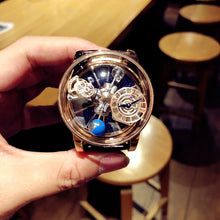 Load image into Gallery viewer, J CO Style Men's Luxury Astronomical Skeleton Sports Business Watch Diamond Accents Vintage 20mm Leather Rubber Strap Pointer Dial Display Charm