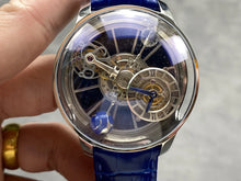 Load image into Gallery viewer, J CO Style Men's Luxury Astronomical Skeleton Sports Business Watch Diamond Accents Vintage 20mm Leather Rubber Strap Pointer Dial Display Charm