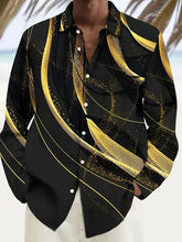 Load image into Gallery viewer, Men's retro long sleeved shirt, luxurious gold Baroque chain pattern