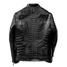 Load image into Gallery viewer, Black Men Slim for Leather Jacket New Biker Style Croc Print