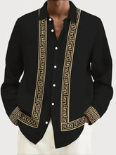 Load image into Gallery viewer, Men's retro long sleeved shirt, luxurious gold Baroque chain pattern