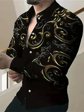 Load image into Gallery viewer, Men's retro long sleeved shirt, luxurious gold Baroque chain pattern