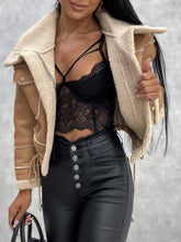 Load image into Gallery viewer, Women's Faux Leather Biker Jacket with Faux Fur Trimmed Collar