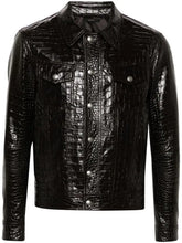 Load image into Gallery viewer, Black Men Slim for Leather Jacket New Biker Style Croc Print