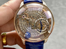 Load image into Gallery viewer, J CO Style Men's Luxury Astronomical Skeleton Sports Business Watch Diamond Accents Vintage 20mm Leather Rubber Strap Pointer Dial Display Charm