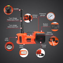Load image into Gallery viewer, Car Jack Electric 12V 5T 45cm 3 in 1 Electric Hydraulic Floor Rolling Jack Tire Inflator Pump LED Flashlight Safe Hammer