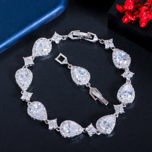 Load image into Gallery viewer, Classic 18K Gold Plated Women 's Pear Shape Brass Cubic Zirconia Bracelet