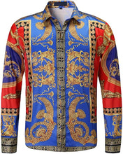 Load image into Gallery viewer, Men's European Baroque Pattern 3D Printed Shirt Long Sleeve Collar Hawaiian Casual Shirt Outdoor Party Minimalist Clothes Men