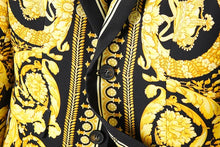 Load image into Gallery viewer, Luxury Brand Gold Floral Black Blazer Jacket High Quality Men Peak Lapel Baroque Suit Jacket
