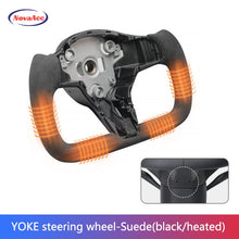 Load image into Gallery viewer, NovaAcc Yoke Steering Wheel For Tesla Model Y 3 2017 2018 2019 2020 2021 2022 2023 Heating Black Nappa Suede Car Accessories