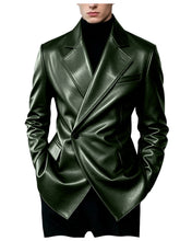 Load image into Gallery viewer, Men's Blazer Slim Fit Faux Leather Suit Jacket