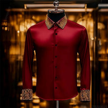 Load image into Gallery viewer, Luxury 3D Printed Long-Sleeve Men's Shirt, Baroque Gold Pattern Slim Fit Dress Shirt