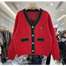Load image into Gallery viewer, Women's V-neck Embroidered Knitting Cardigan Coat