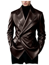 Load image into Gallery viewer, Men's Blazer Slim Fit Faux Leather Suit Jacket