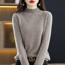 Load image into Gallery viewer, 100% Pure Wool Half-neck Pullover Cashmere Sweater