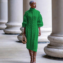 Load image into Gallery viewer, Turtleneck Sweater Dress Ribbed Knitted Stretchy Warm In Multiple Colors
