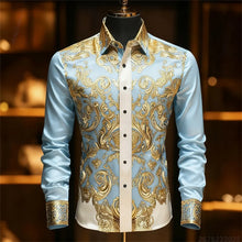 Load image into Gallery viewer, Luxury 3D Printed Long-Sleeve Men's Shirt, Baroque Gold Pattern Slim Fit Dress Shirt