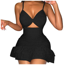 Load image into Gallery viewer, Women's Cut Out Dress Sleevelesss Sexy Spaghetti Strap Ruffles Deep V Neck Street Dress 2025 Summer Night Club Party Dresses
