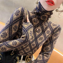 Load image into Gallery viewer, Women's Turtleneck Argyle Knit