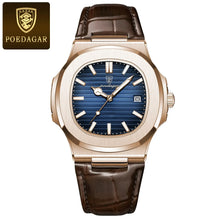Load image into Gallery viewer, POEDAGAR Top Luxury Square Man Watch Date Waterproof Luminous Men Wristwatch High Quality Leather Men's Quartz Watch
