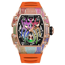 Load image into Gallery viewer, Men's Automatic Watch Tonneau Luxury Mechanical Wristwatch 5Bar Waterproof Skeleton Crystal Spider Dial & Bezel