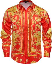 Load image into Gallery viewer, Men's European Baroque Pattern 3D Printed Shirt Long Sleeve Collar Hawaiian Casual Shirt Outdoor Party Minimalist Clothes Men