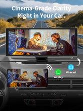 Load image into Gallery viewer, Portable 11.26'' Wireless CarPlay/Android Auto Screen with 2.5D 1920x720 HD Display, Built-in DVR, 4K Front + 1080P Rear Camera