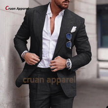 Load image into Gallery viewer, Men's Suit Set For Male Casual Party Fashion Blazer Pants 2Pieces Wedding Groomsman Formal Peaked Lapel Outfits