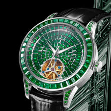 Load image into Gallery viewer, Diamond Face Tourbillon Mechanical Men's Watch Men's Leather Luminous Waterproof Mechanical Watch